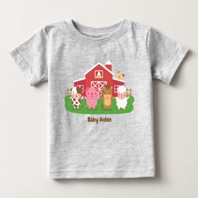 Camiseta Para Bebê Filhos de animais de criação de celeiro (Frente)