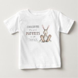 Camiseta Para Bebê Filhos Obedeçam a Seus Pais-Col 3:20
