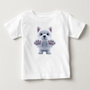 Camiseta Para Bebê Filhote Branco Fofinho e Felpudo