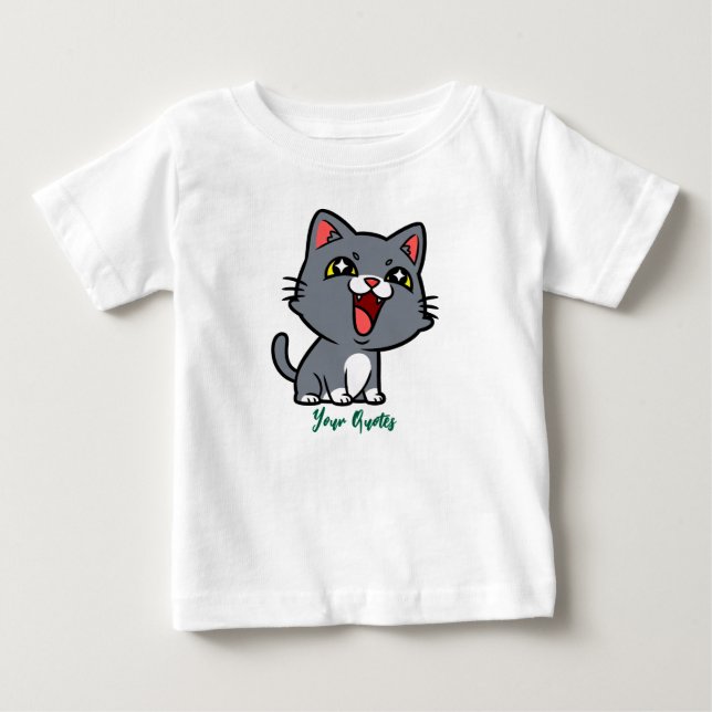 Camiseta Para Bebê Filhote Cinza Feliz (Frente)
