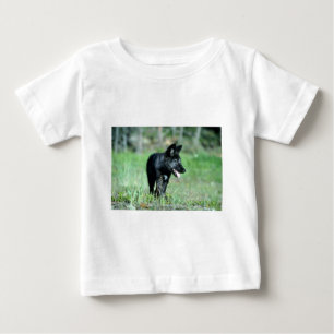 Camiseta Para Bebê Filhote cinzento de Lobo-verão (preto-fase)