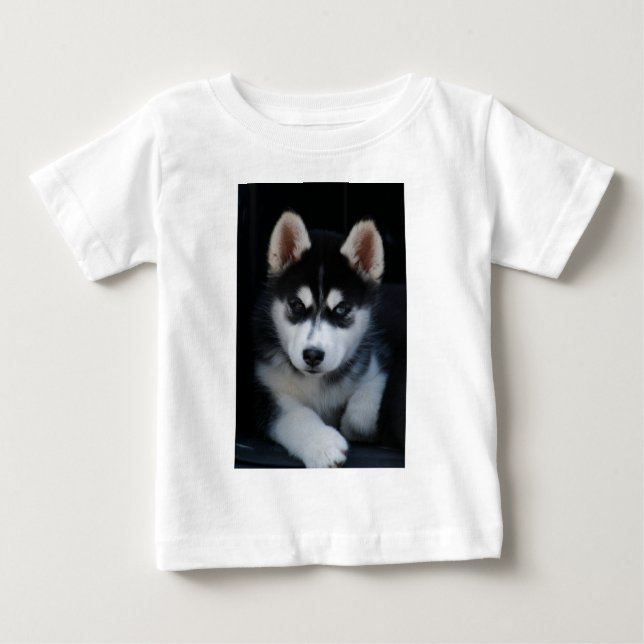 Camiseta Para Bebê Filhote de cachorro adorável do cão de trenó do (Frente)