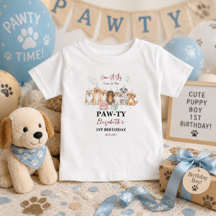Camiseta Para Bebê Filhote de Cachorro Bonito Aniversário de 1 Ano do