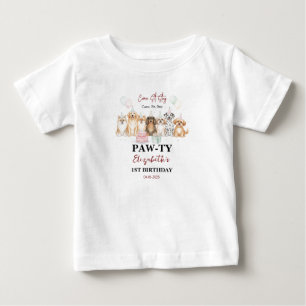 Camiseta Para Bebê Filhote de Cachorro Bonito Aniversário de 1 Ano do