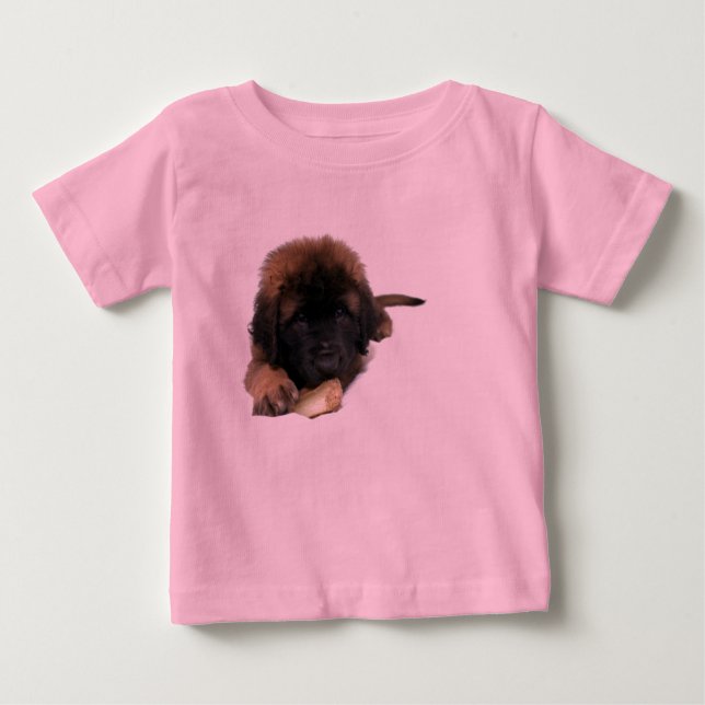 Camiseta Para Bebê filhote de cachorro do leonberger (Frente)