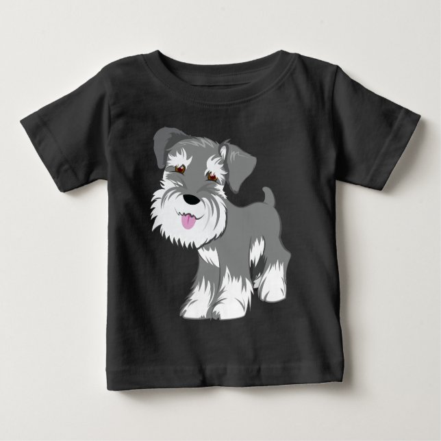 Camiseta Para Bebê Filhote de cachorro do Schnauzer diminuto (Frente)
