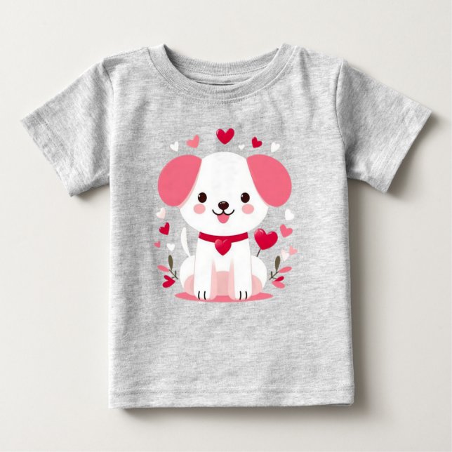 Camiseta Para Bebê Filhote de dia de os namorados branco (Frente)