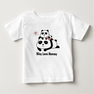 Camiseta Para Bebê Filhote de Panda Fofo Ama Mamãe, Mãe e Bebê
