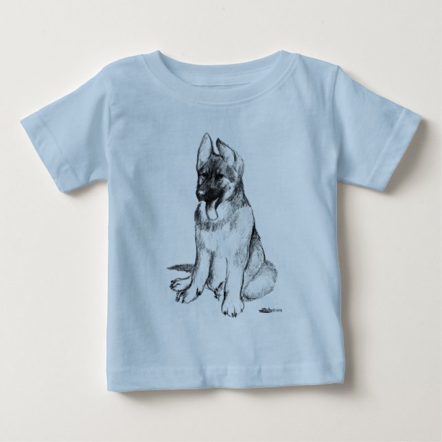 Camiseta Para Bebê Filhote de Pastor Alemão (Frente)