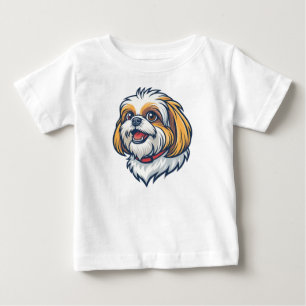 Camiseta Para Bebê Filhote de Shih Tzu Fofo