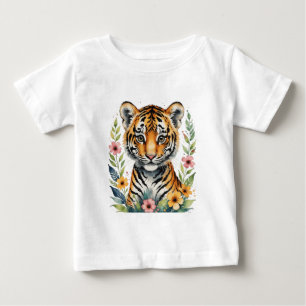 Camiseta Para Bebê Filhote de tigre fofo