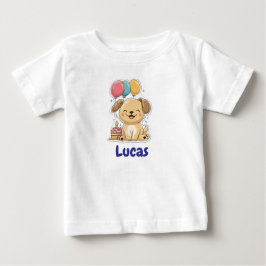 Camiseta Para Bebê Filhote Feliz, Menino, Vamos Festejar, 1º Aniversá