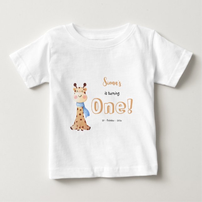 Camiseta Para Bebê Filhote girafa primeiro aniversario Camiseta-bebê (Frente)