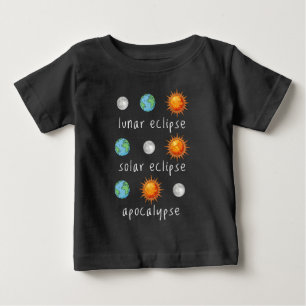 Camiseta Para Bebê Fim do Mundo Divertido Eclipse Lunar Solar