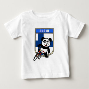 Camiseta Para Bebê Finlândia Ciclismo Panda