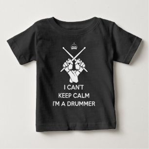Camiseta Para Bebê Fique calmo, sou baterista, não consigo ficar calm