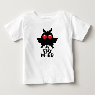 Camiseta Para Bebê Fique Estranho Criptozoologia Cute Mothman Críptid