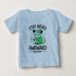 Camiseta Para Bebê Fique Estranho Design Sobrevivente Desajeitado