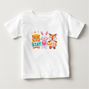 Camiseta Para Bebê Fique Fofo Brilhante, ilustração de animal colorid
