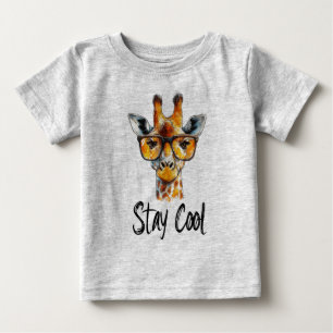 Camiseta Para Bebê Fique Legal - Girafa com óculos escuros