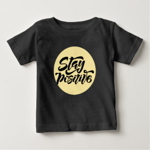 Camiseta Para Bebê Fique Positivo Amarelo