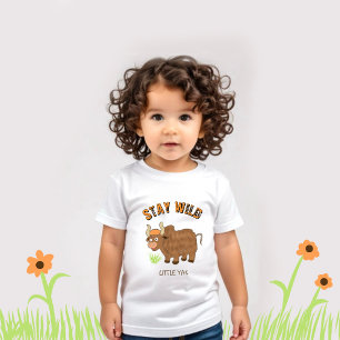 Camiseta Para Bebê Fique Selvagem Pequeno Yak