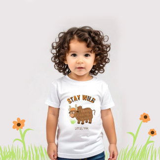 Camiseta Para Bebê Fique Selvagem Pequeno Yak