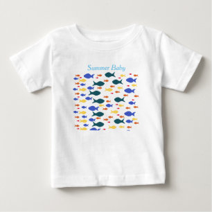 Camiseta Para Bebê Fishes Baby Fine Jersey T-Shirt, White