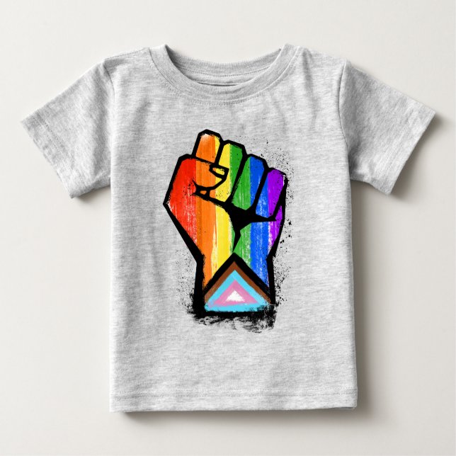 Camiseta Para Bebê Fist do Orgulho de Progresso (Frente)