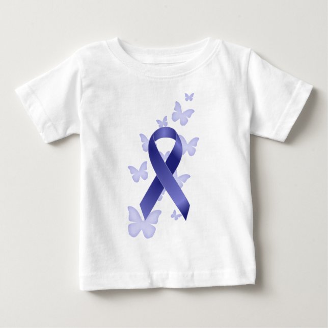 Camiseta Para Bebê Fita azul da consciência (Frente)