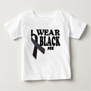 Camiseta Para Bebê Fita da consciência da melanoma eu visto o preto