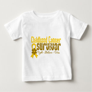 Camiseta Para Bebê Fita da flor do sobrevivente de câncer da infânc