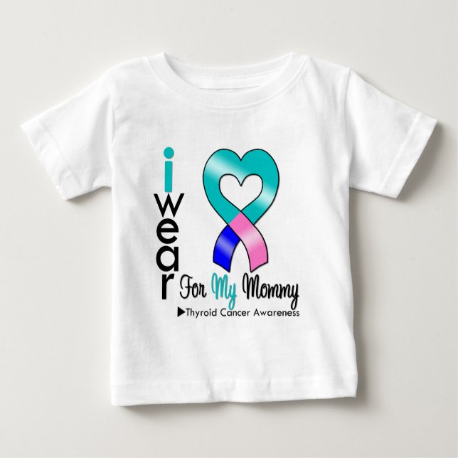Camiseta Para Bebê Fita De Cancer Da Tiroide Para A Minha Mamãe (Frente)