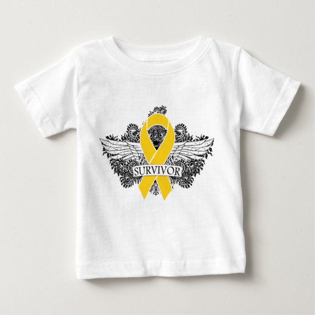 Camiseta Para Bebê Fita voada sobrevivente de câncer de Neuroblastoma (Frente)