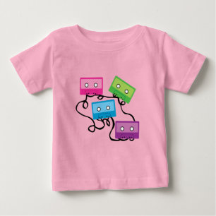 Camiseta Para Bebê Fitas de Cassete Coloridas