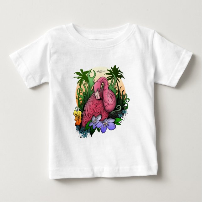 Camiseta Para Bebê Flamingo (Frente)