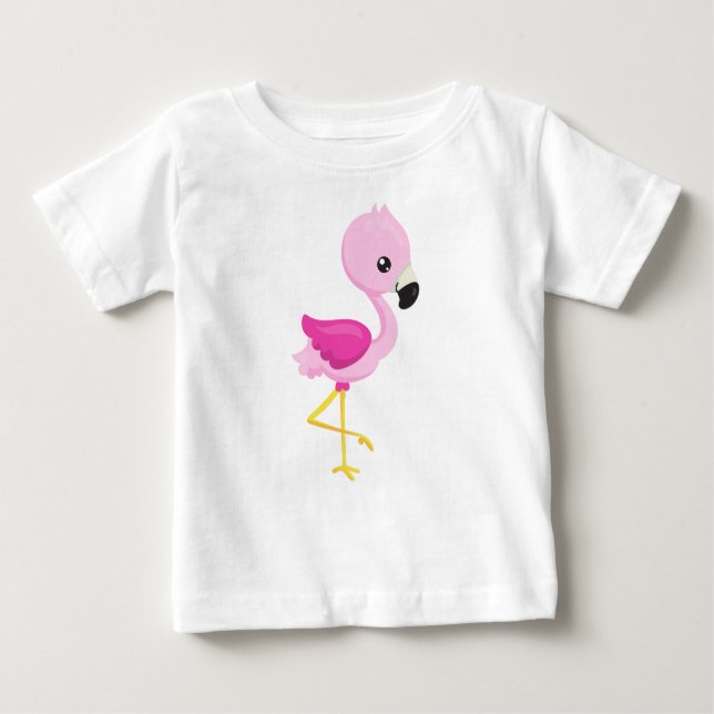 Camiseta Para Bebê Flamingo, Baby Flamingo, Flamingo Rosa, Bird (Frente)