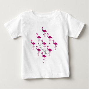 Camiseta Para Bebê Flamingo brilhante Rosa brilho brilhos Personalize