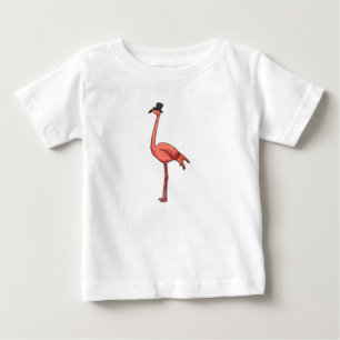 Camiseta Para Bebê Flamingo com chapéu
