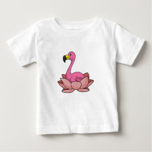 Camiseta Para Bebê Flamingo com flor de Lotus