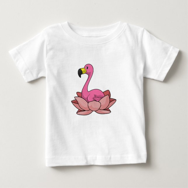 Camiseta Para Bebê Flamingo com flor de Lotus (Frente)