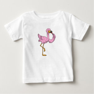 Camiseta Para Bebê Flamingo com Lipstick