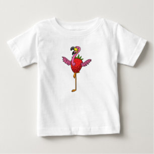 Camiseta Para Bebê Flamingo com morango