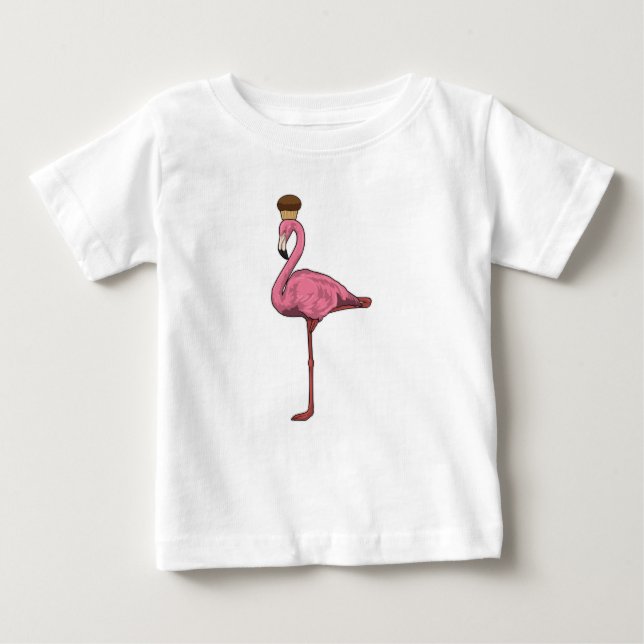 Camiseta Para Bebê Flamingo com Muffin (Frente)