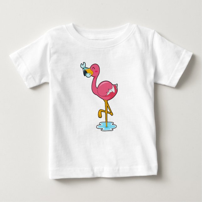 Camiseta Para Bebê Flamingo com Peixe (Frente)
