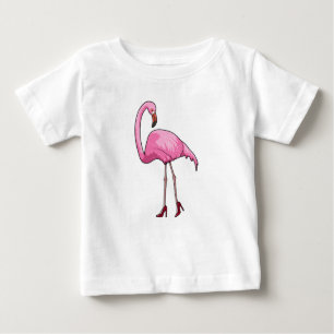 Camiseta Para Bebê Flamingo com salto alto