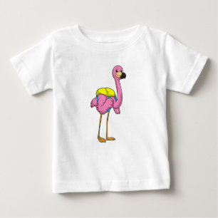 Camiseta Para Bebê Flamingo como Alunos com saco escolar