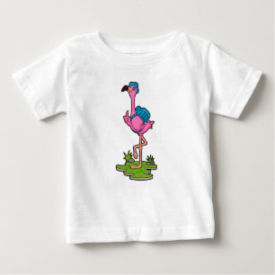 Camiseta Para Bebê Flamingo como Hiker com mochila