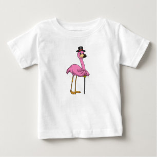 Camiseta Para Bebê Flamingo como pensionista com bengalê
