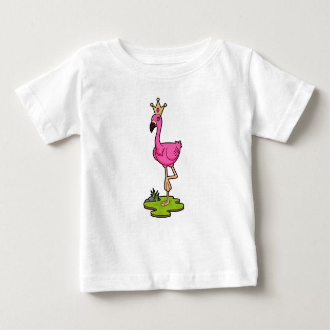 Camiseta Para Bebê Flamingo como Princesa com Coroa (Frente)